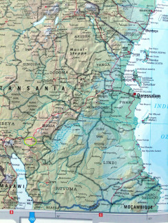 Karte Tansania mit Markierung Mavande